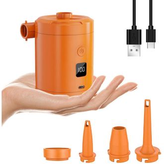 OEM Bomba De Aire El&eacute;ctrica Recargable De 5200 Mah Con Pantalla Digital, Inflador R&aacute;pido De 280 L/min, 3 Boquillas + Bolsa De Vac&iacute;o, Port&aacute;til Para Colchon