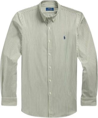 Polo Ralph Lauren Gestreept katoenen overhemd Custom Fit - Heren - Casual Overhemden - Groen - L - Katoen - Overhemden