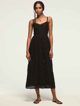 Lucky Brand Womens Drop Waist Ballet Midi Dress