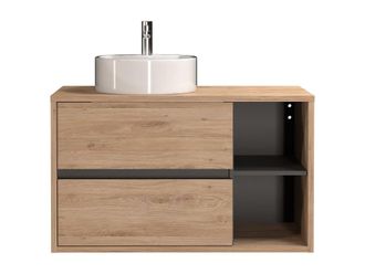 VENTE-UNIQUE.COM Mueble de ba&ntilde;o simple madera color natural claro