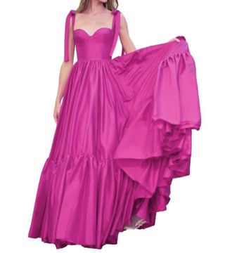 Sherri Hill Sweetheart Tie-Strap Ball Gown In Bright Pink