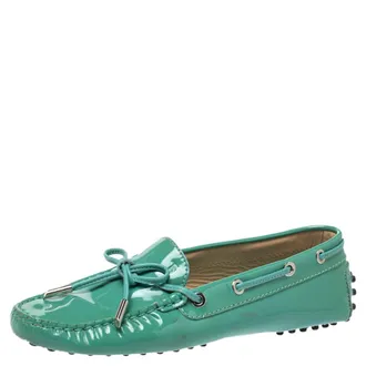Tod's Tods Pale Green Patent Leather New Gommini Loafers