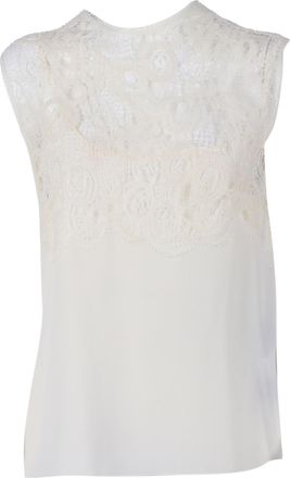 Fabiana Filippi Silk Crepe Top With Macrame Lace Detail