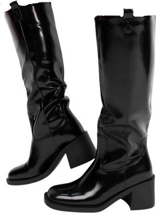 Ikrush Patent Knee High Block Heel Bootscasual Mid Knee High Regular casual