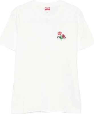 Kenzo T-shirt con ricamo floreale - Bianco