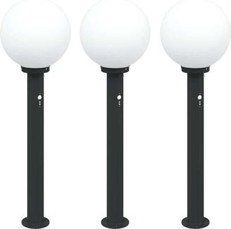 vidaXL Bollard Lights with Sensor 3 pcs 80 cm Black IP44 vidaXL
