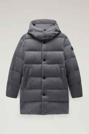 Woolrich uomo Parka Luxe lungo in lana Vitale Barberis Canonico Grigio Taglia XXL
