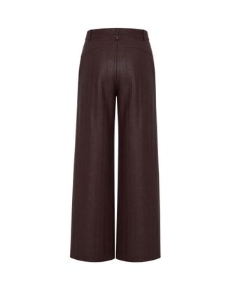 Patrizia Pepe Womens Trousers Wide-Leg Faux-Leather Wood Brown