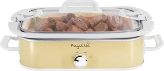 MegaChef 3.5 Quart Casserole Slow Cooker with 3 Temperature Settings in Cream