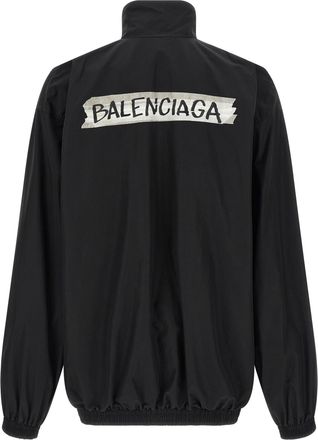 Balenciaga Logo-Print Tech Cotton Poplin Jacket - Black