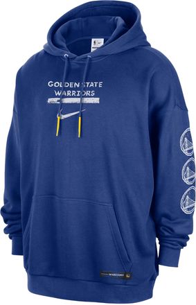 Nike Mens Golden State Warriors Courtside Jordan NBA Club Premium Pullover Hoodie in Blue | IB2300-495