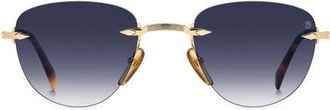 David Beckham 51mm Rimless Square Sunglasses in Gold Brown Havana/Dk Blue Sf at Nordstrom