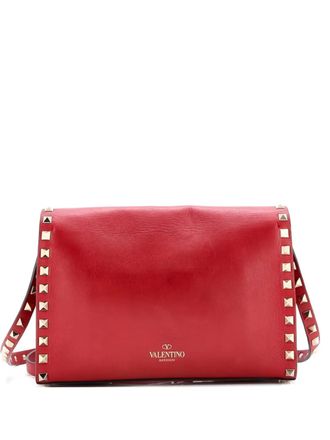 Valentino Garavani Rockstud Flip Lock Flap Bag Leather Medium crossbody bag - Rood