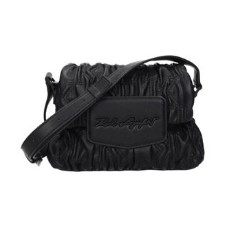 Karl Lagerfeld Ruched Leren Crossbody Tas - Dames - Tassen - Zwart - Maat: ONE Size Leer
