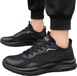 Generic Mens Running Trainers - Mens Fashion Sneakers Breathable Mesh Casual Sports Shoes for Comfortable Non Slip Daily Wear and Athletic Training Black