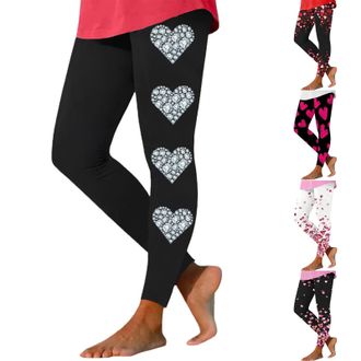 Generic Love Heart Pants Heart Leggings Women ValentineS Day Skinny Pants High Waisted Butt Lifting Leggings Stretchy Gym Tights Regular Compression Tights Sp