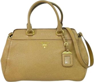 Prada Pre-owned Handbags, female, Beige, Size: ONE SIZE Pre-owned Leather Handbag