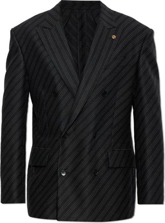 Versace Jassen, Heren, Grijs, M, Wol, Wol Blazer met enkele split
