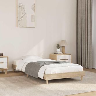 vidaXL Estructura De Cama Sin Colch&oacute;n Madera Roble Sonoma 75x190 Cm Vidaxl