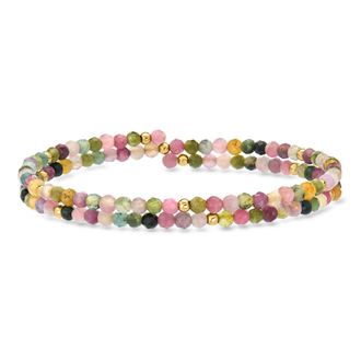Ross-Simons Multicolored Tourmaline Bead Wrap Bracelet With 14kt Yellow Gold