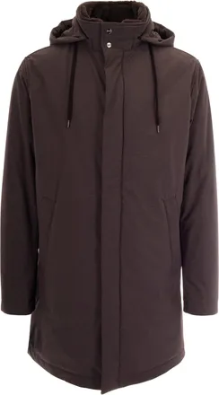 Herno Dark Brown Hooded Coated Nylon Parka