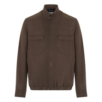 Herno Linnen bomber - Heren - Zomerjassen - Bruin - L - Linnen - Jassen