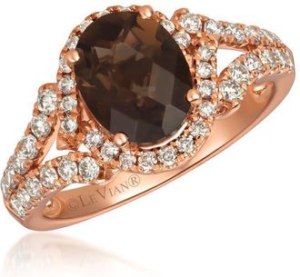 Le Vian Ladies Chocolate Quartz Collection Rings set in 14K Strawberry Gold
