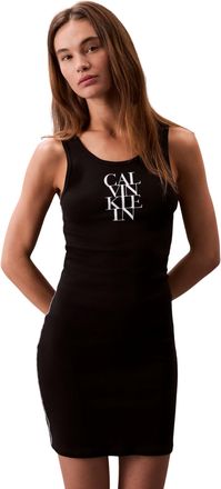 Calvin Klein Womens Cotton Rib Mini Bodycon Dress, Black (Black), L