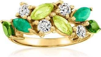 Ross-Simons Multi-Gemstone and. Lab-Grown Diamond Cluster Ring in 18kt Gold Over Sterling
