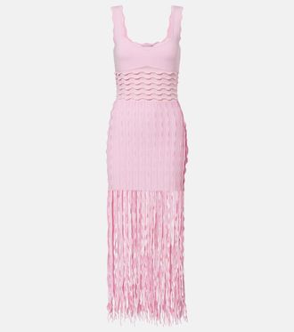SIMKHAI Brionne fringed knitted midi dress