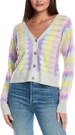 Isla Adina V Neck Cardigan In Pale Grey Multi