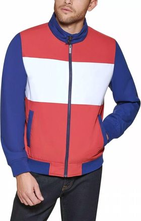 Club Room Mens Bomber Jacket In Red, Blue, White