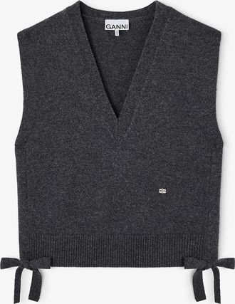 Ganni Mixed Classic Wool Vest - Size XXS