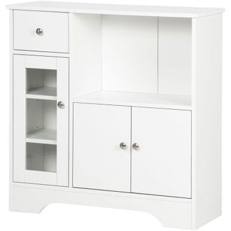 HOMCOM Credenza Cucina Portaoggetti in Truciolato Bianco 80x30x82 cm