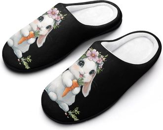 Generic Funny Rabbitees Womens Slippers Warm House Slippers Indoor House Shoes with Anti-Skid Rubber Sole