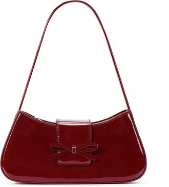 Generic Women Vintage Handbag Patent Leather Armpit Bag Shoulder Bag (Wine Red)