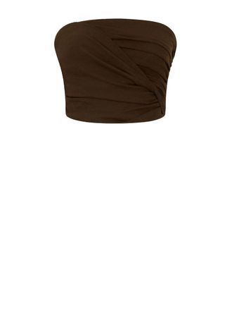 Ganni Marl Mesh Draped Bandeau Top