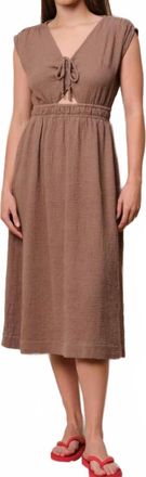 Sundry Midi Ruched Dress In Taupe