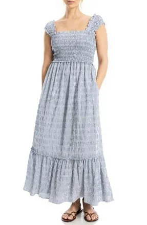 Max Studio Tiered Printed Sundress in Navy/White at Nordstrom Rack, Size X-Small