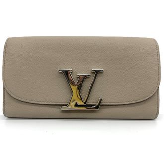 Louis Vuitton Parnassea Beige Leather Long Wallet (Bi-Fold) (Pre-Owned)