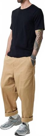 Merz b. Schwanen Cotton Twill Chino Pants In Khaki