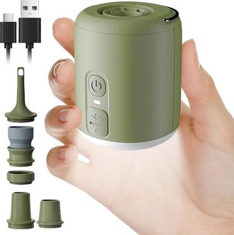 OEM Bomba De Aire El&eacute;ctrica - 1600 Mah - Recargable - Para Colchones De Aire, Piscinas Y Camping - 280 L/min - Con 5 Boquillas Y Luz Led - Bater&iacute;a Port&aacute;ti