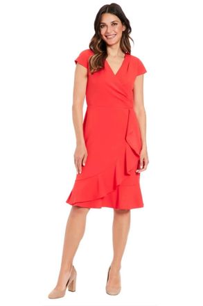 London Times Ruffled Draped Skirt Sheath Dress In Cayenne