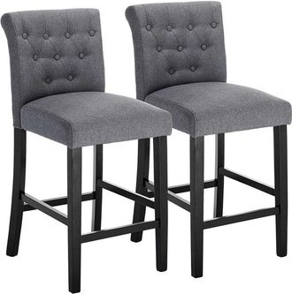 Woltu Woltu - barstools Breakfast Kitchen Counter chairs bar stools Bar chairs Wood Legs Dark Grey