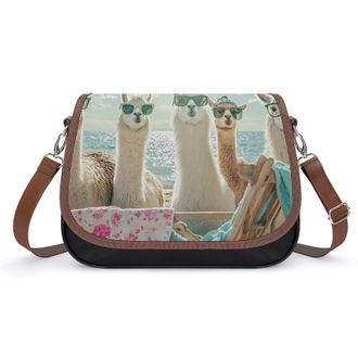 Generic Funny Llama Beach Womens Crossbody Bag Fashion Shoulder Handbags Message Tote Bag with Adjustable Strap