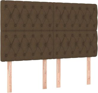 vidaXL Cabecero Con Luces Led Tela Marr&oacute;n Oscuro 144x7x118/128 Cm Vidaxl