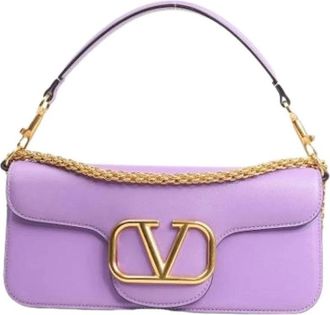 Valentino Pre-owned VLogo Loco 2-weg Handtas - Dames - Vintage Schoudertas - Paars - ONE Size - Leer - Vintage