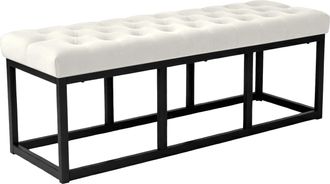 Clp Banco Polson Tapizado En Terciopelo Crema 120 Cm