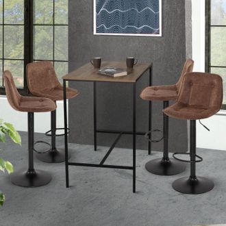 IDMarket Lote De 4 Taburetes De Bar Denver Vintage Marr&oacute;n