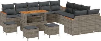 vidaXL Garden Sofa Set with Cushion 14 pcs Grey Poly rattan Vidaxl